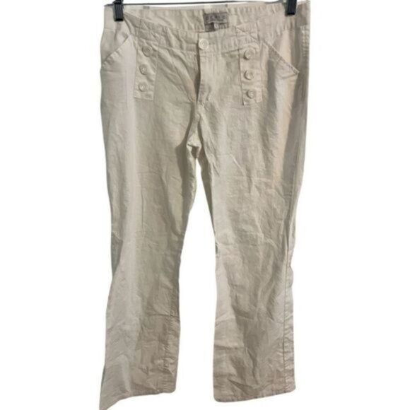 Geri C. NY White Linen Blend Casual Pants. Size Large - Picture 1 of 6
